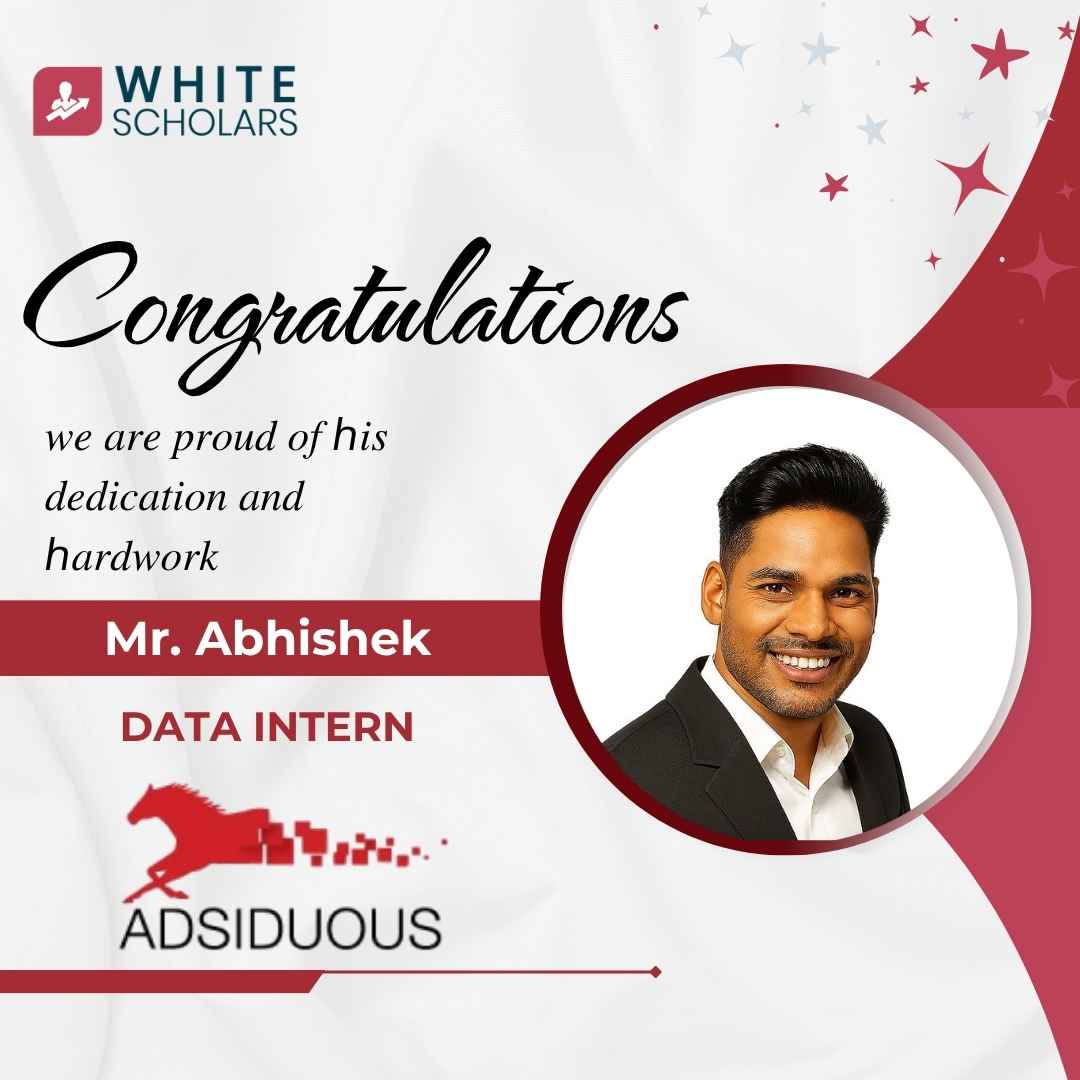 Abhishek got placed as Data Intern at Adsidious after Completing Data Analytics training in Hyderabad.