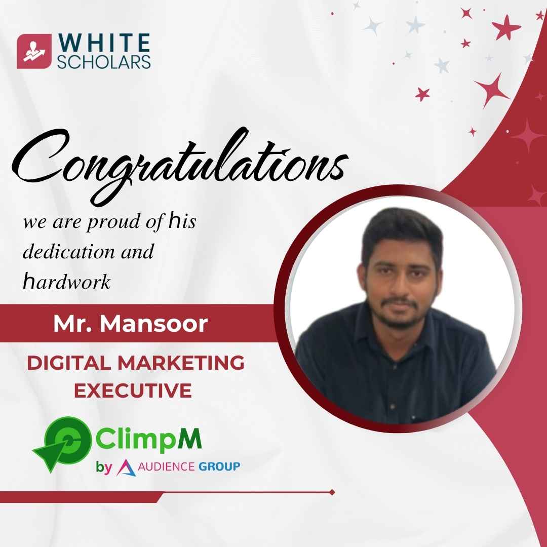 Mansoor got placed as Digital Marketing Executive at Climp Media after completion of Digital Marketing Course in Hyderabad.