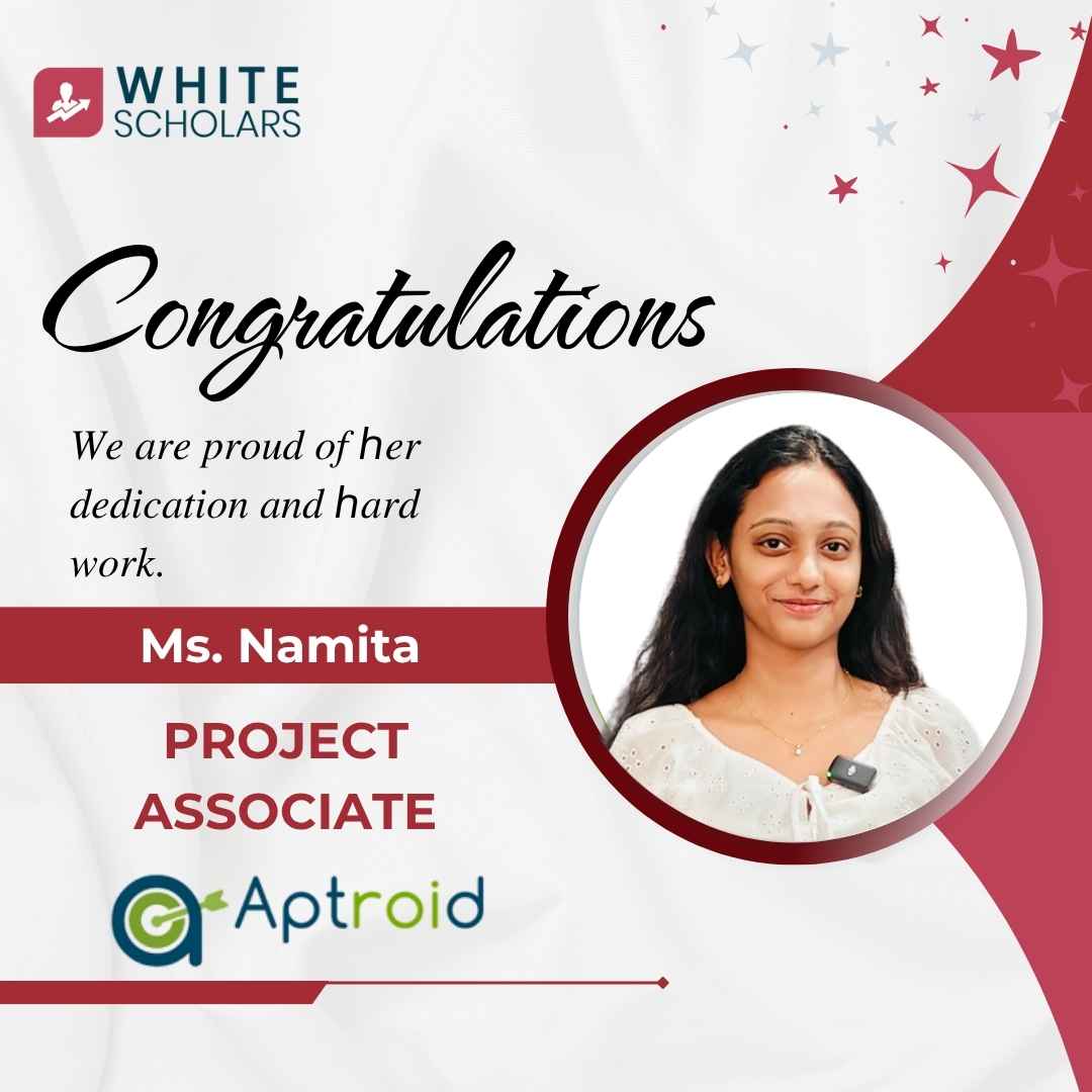 Namita placed as Project Associate at Aptroid after completion of Data Analyst training in Hyderabad.