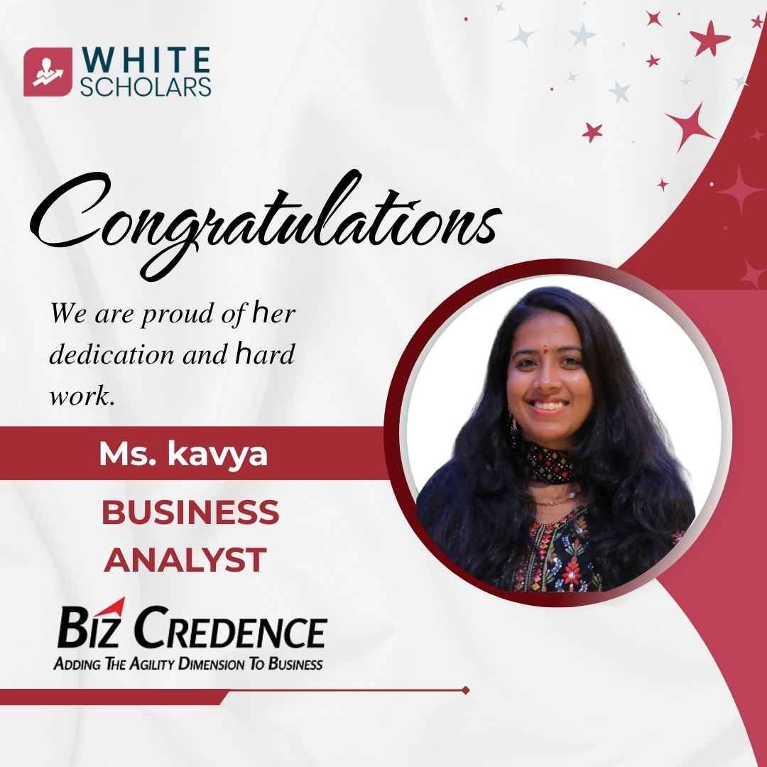 Kavya got placed as Business Analyst at Biz Credence after completing Data Analyst Course in Hyderabad