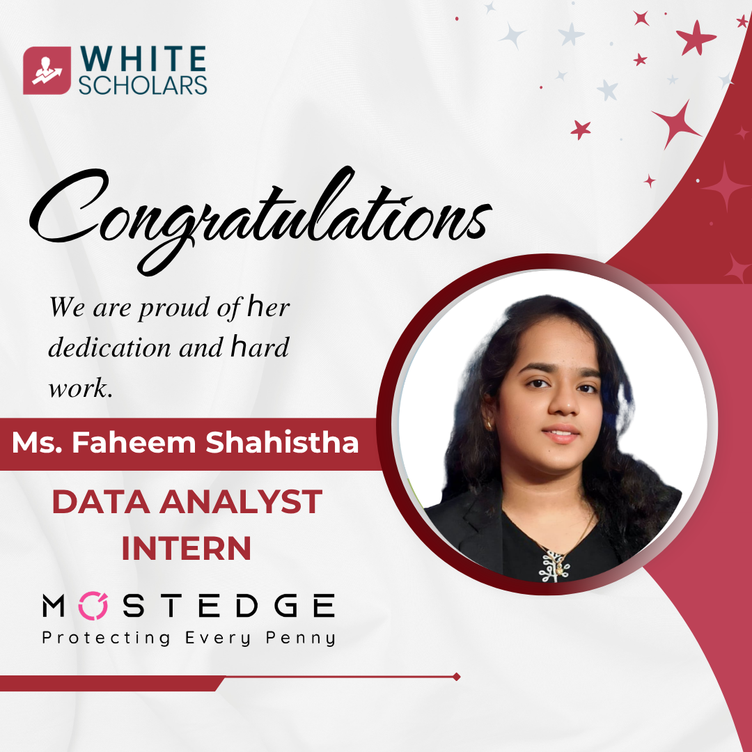 Shahista placed as Data Analyst Intern at mostedge